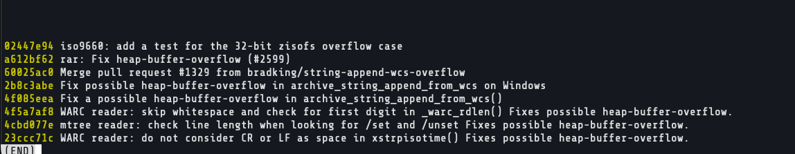 Searching the libarchive git log for RAR memory-safety fixes